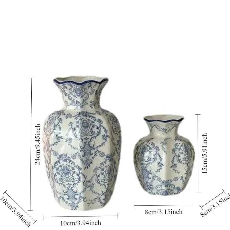1PCS  New Chinese Hand-Painted Blue and White Porcelain Vase Arrangement Decor for Living Room Dining Room Entryway