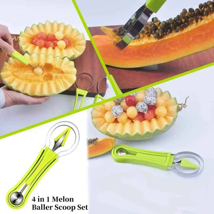 4 in 1 Melon Cutter Scoop Fruit Carving Knife Fruit Cutter Dig Pulp Separator Kitchen Gadgets Acces