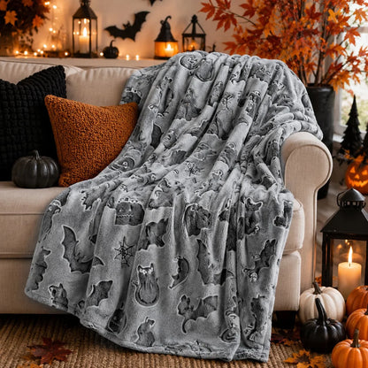 REXEO Throw Blanket Kids Soft Fleece Blankets Black Cat Halloween Throw Blanket 50"×60"