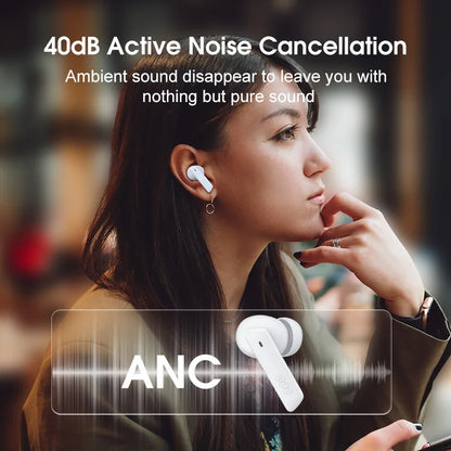QCY HT05 MeloBuds ANC Wireless Earbuds – 40dB ANC, Bluetooth 5.2, 6-Mic, 30H, IPX5