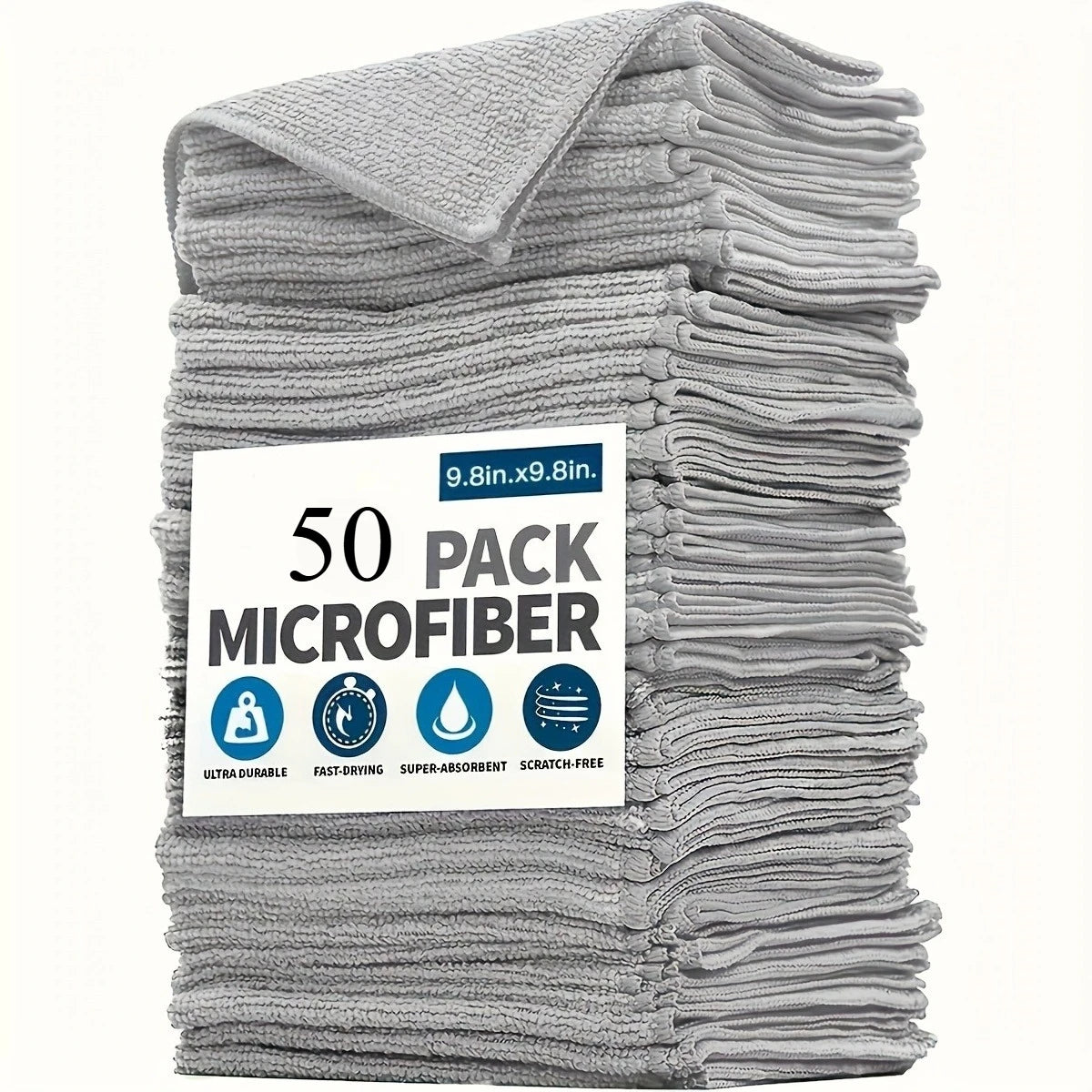 Lint-Free Microfiber Cleaning Cloths, Reusable