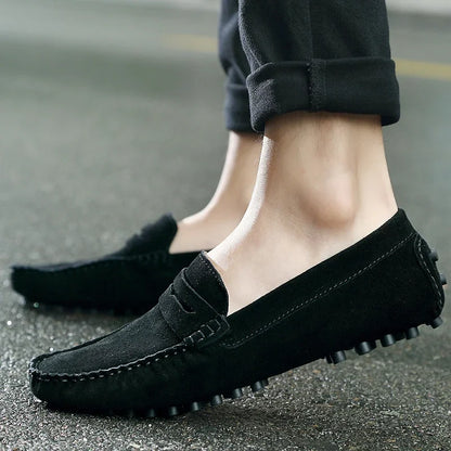 Men's Handmade Suede Genuine Leather Loafers | Slip-On Driving Moccasins