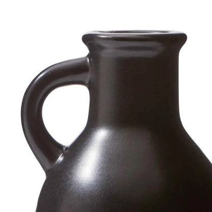 High Quality Black Ceramic Jug Vase 8 Inch Tall Decorative Centerpiece Flowers Indoor Use Minimalist Design Textured Finish