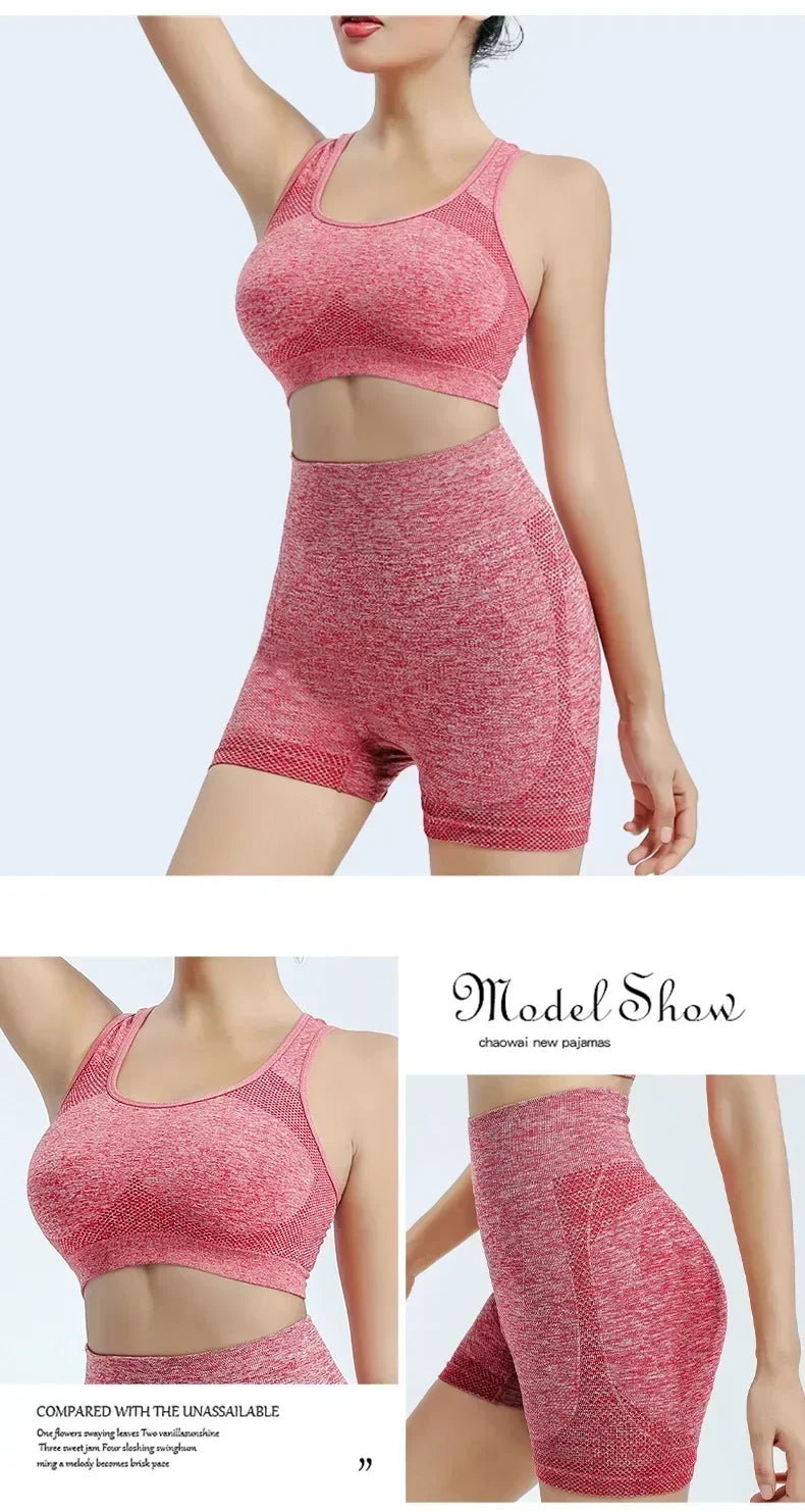 Women’s Seamless Yoga Set — Sports Bra, Shorts & Leggings