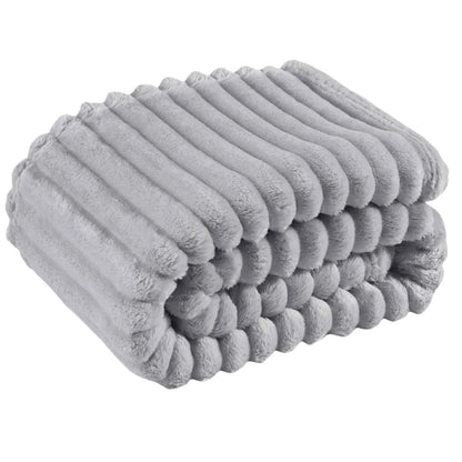 Striped Flannel Blankets For Beds Solid Pink Blue Color Soft Warm Mink Throw Sofa Cover Bedspread Beach Airplane Travel Blankets