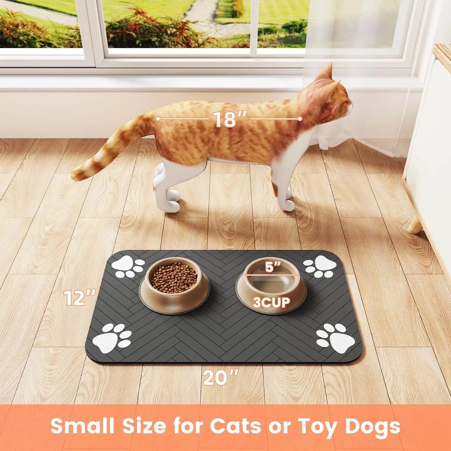 Absorbent Pet Feeding Mat — Waterproof Non-Slip Placemat for Dog & Cat Food Bowls