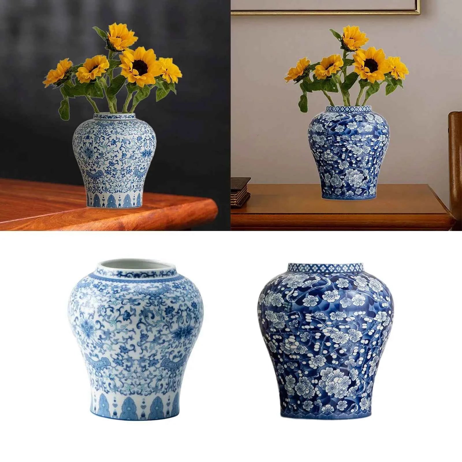 Ceramic Flower Vase Blue and White Porcelain Vase for Wedding Home Decor