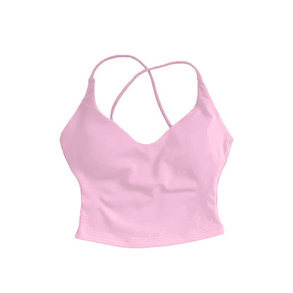 Dynamic Strappy Push-Up Fitness Tank Top — Back Cross Sports Bra