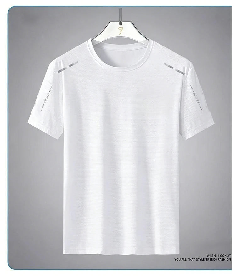 Ice Silk Running Shirts Men Loose Printing Short Sleeve Top Basketball Gym Sportswear For Male Fitness Workout Quick Dry Tee