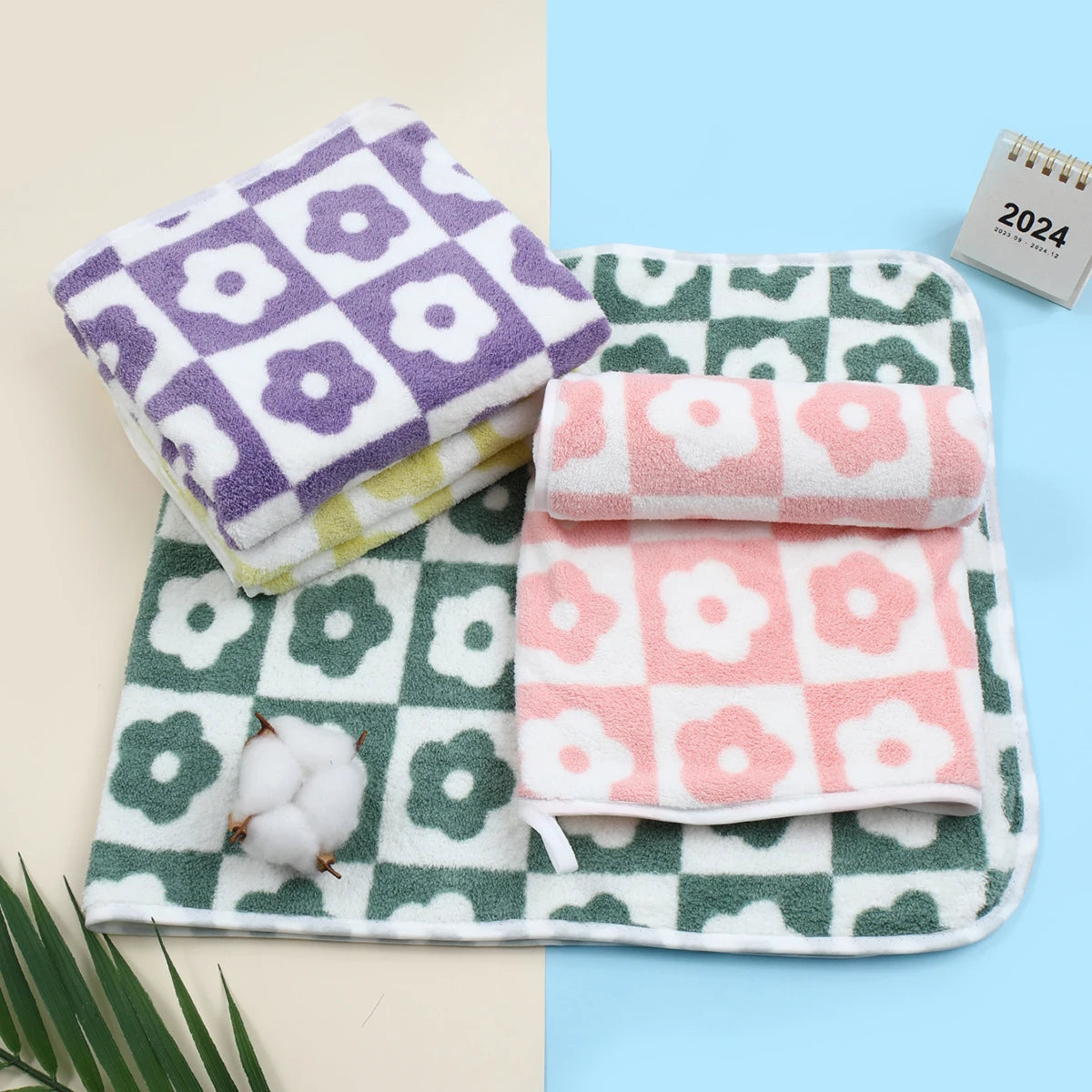 35x75cm Flower PatternCoral Velvet Absorbent Quick Drying Face Towel Soft - Bath Towel