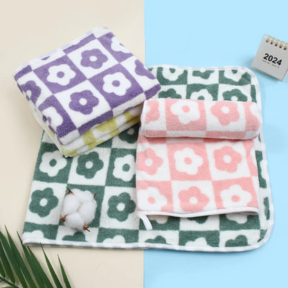 35x75cm Flower PatternCoral Velvet Absorbent Quick Drying Face Towel Soft - Bath Towel