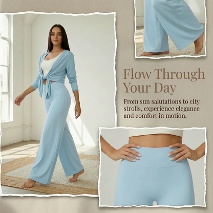 Women's High Waist Straight Leg Yoga Pants — Naked Feel Butt Lifting Ice Silk Trousers