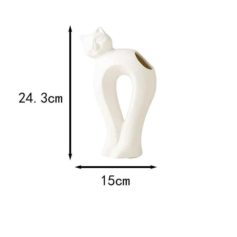 Twisted Cat Ceramic Vase Plant Pots Table Decoration Flowers Arrangement Lovely Kitten Floral Vases Room Aesthetic Decor