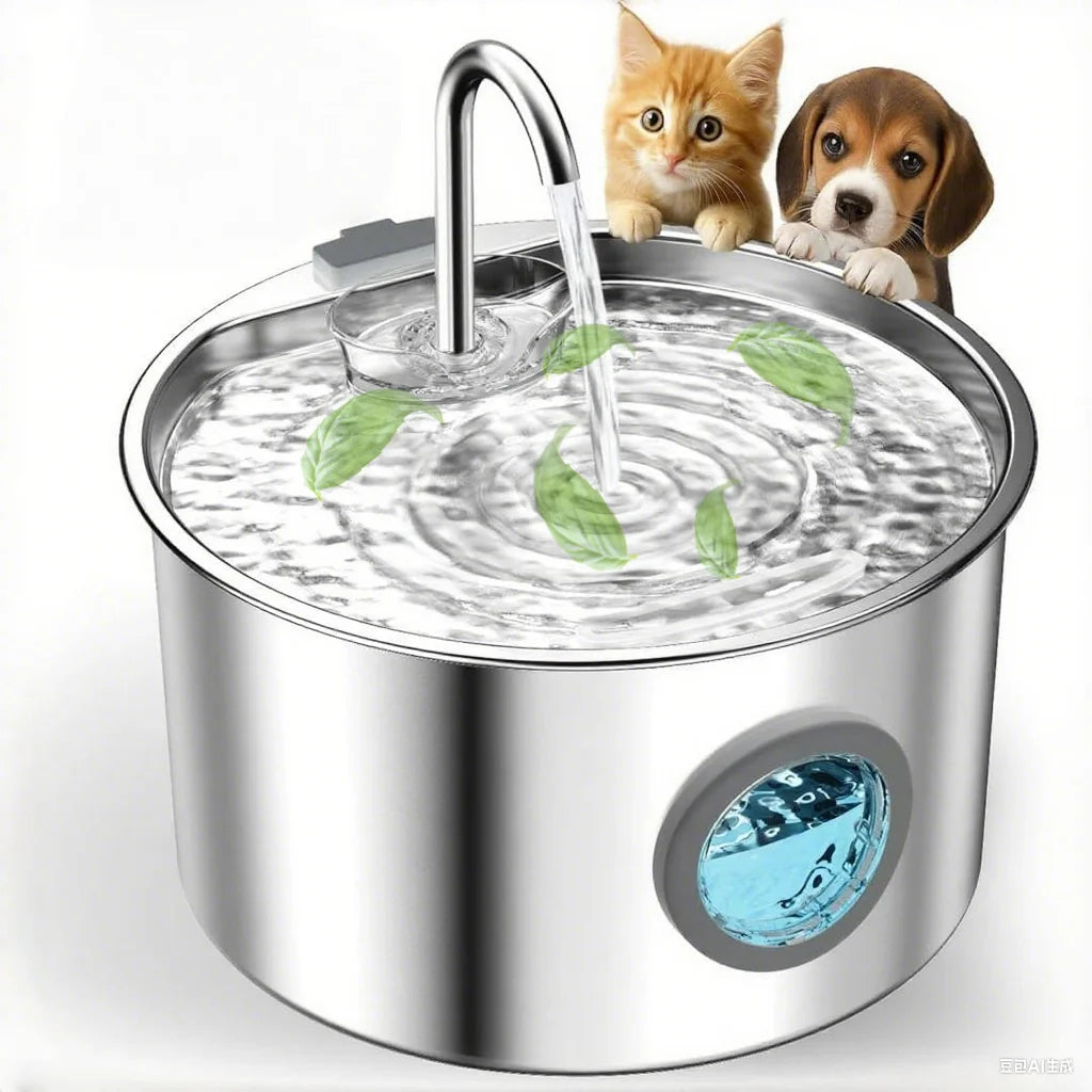 Stainless Steel Cat Water Fountain, 108oz, With Filters