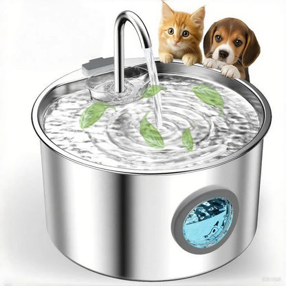 Stainless Steel Cat Water Fountain, 108oz, With Filters