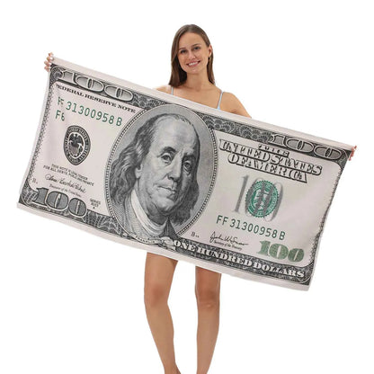 70x140cm European and American dollar beach towels, digital printed large towels, bath towels, ultra-fine fiber absorbent towels
