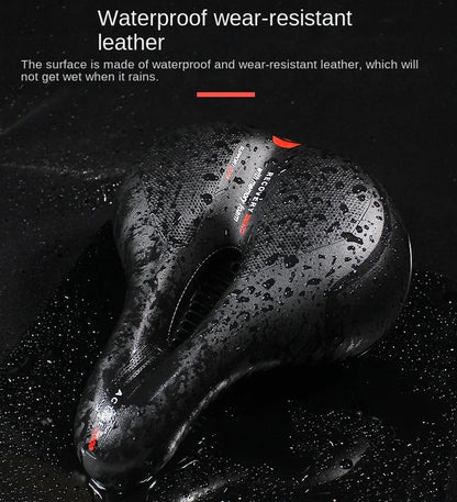 Hollow Breathable Bicycle Saddle Men Women MTB Road Bike Saddle Shock Absorbing Comfortable Big Butt Bike Seat Safety Warning