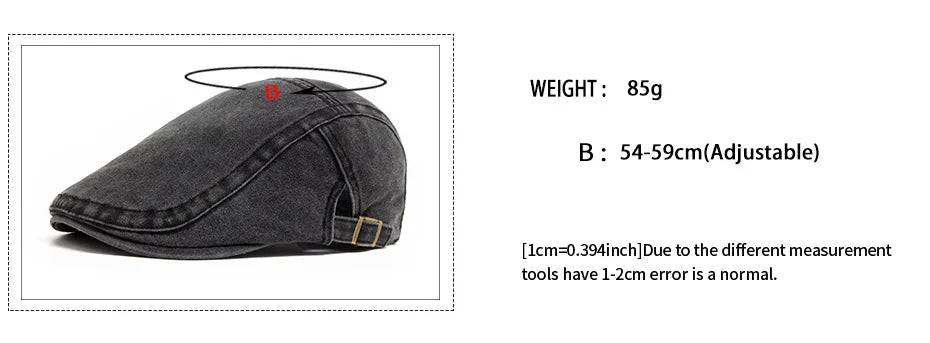 Retro Washed Denim Newsboy Cap