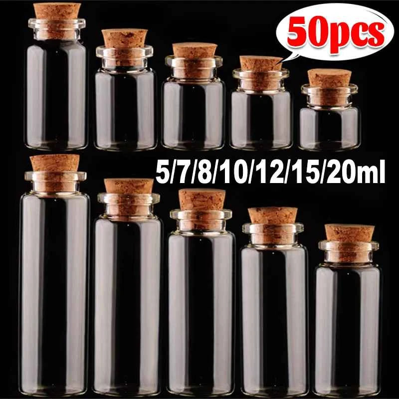 Small Glass Bottles with Cork Tiny Empty Glass Jars Craft Art Vials Transparent Wishing Bottles Birthday Wedding Party Favors