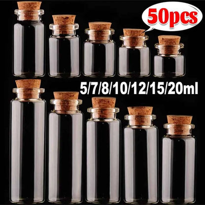 Small Glass Bottles with Cork Tiny Empty Glass Jars Craft Art Vials Transparent Wishing Bottles Birthday Wedding Party Favors