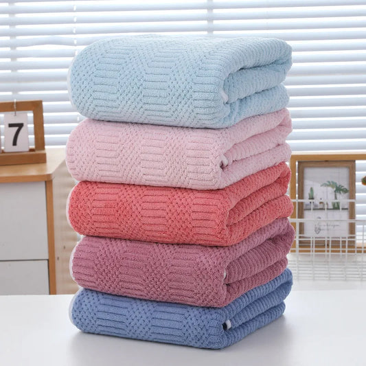 Lot de 5 serviettes en polaire corail Lucky Grid — Séchage rapide