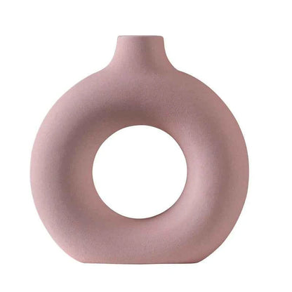 European Pink Ceramic Openwork Vase Flower Arrangement Plant Decoration Entrance Dining Table Vase Interior Ornaments Decoration