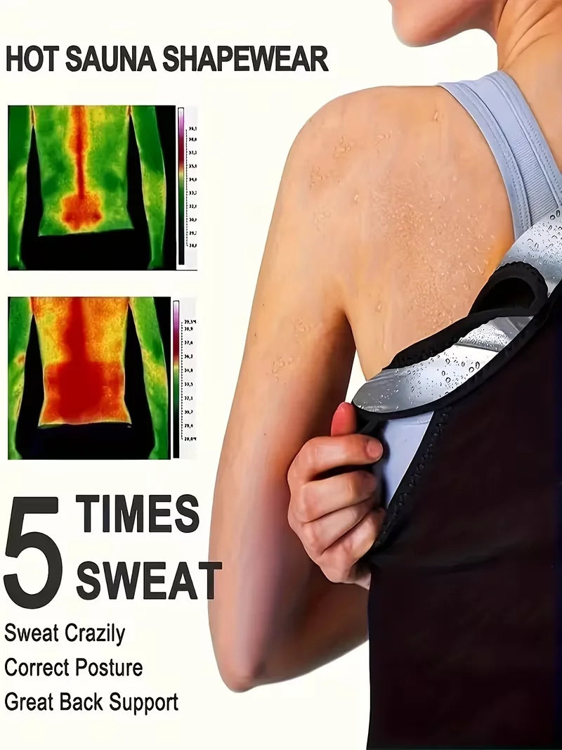 Women's Sauna Sweat Vest — Compression Waist Trainer Tank Top for Weight Loss