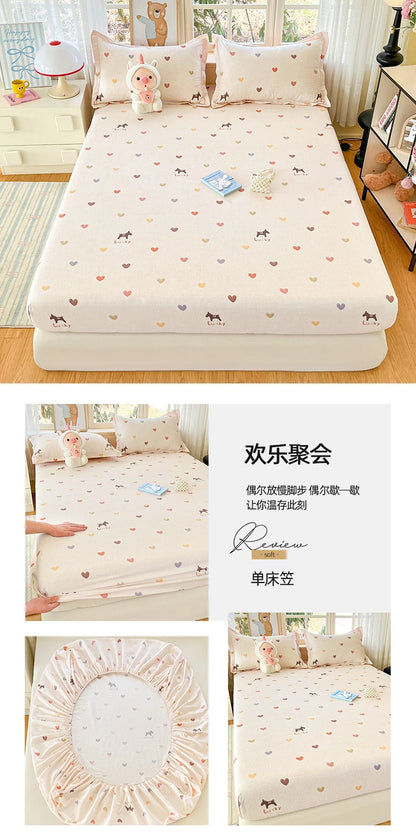 100% Cotton Cute Bear Print Bed Sheet, All Sizes
