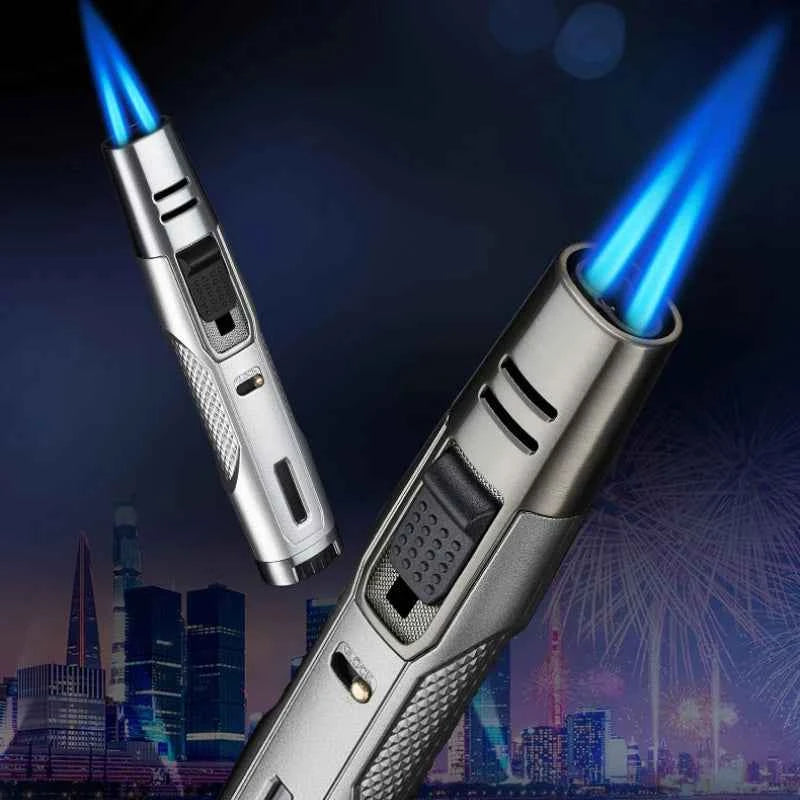 New style kitchen outdoor barbecue metal windproof cigar large jet flame lighter turbine torch gas lighter men's gift