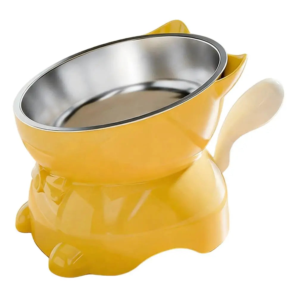 Elevated Stainless Steel Cat Bowl with Ear-Shaped Stand