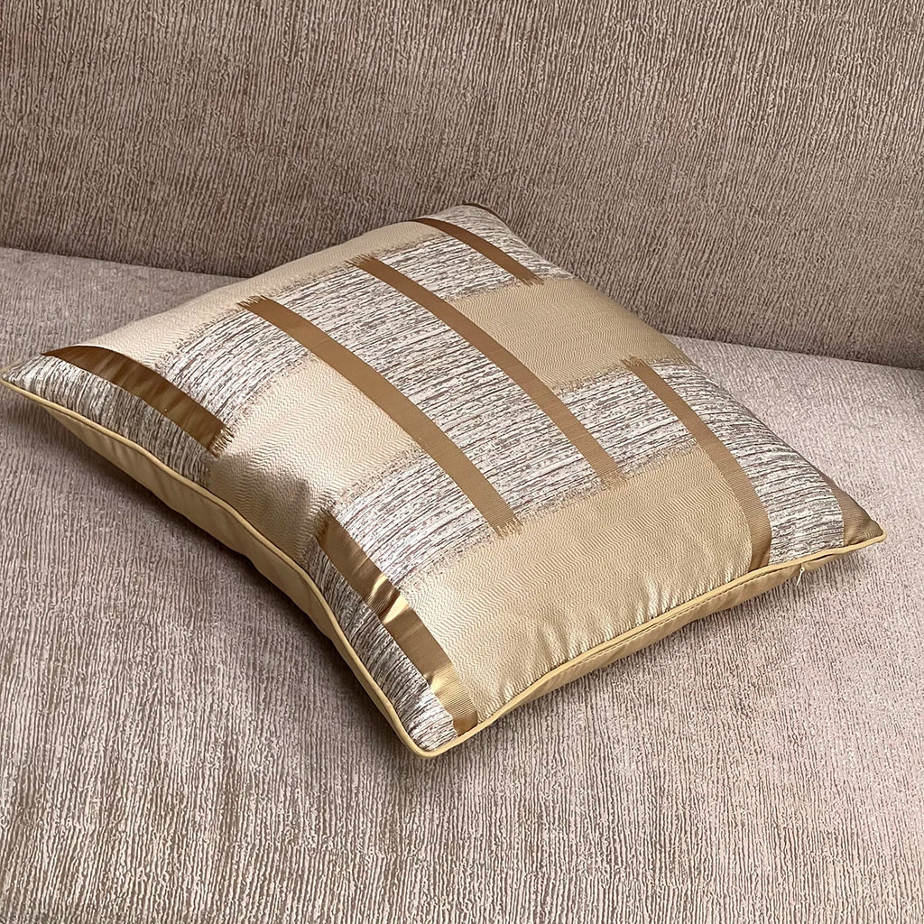 Gold Stripe Holiday Cushion Cover, Yellow