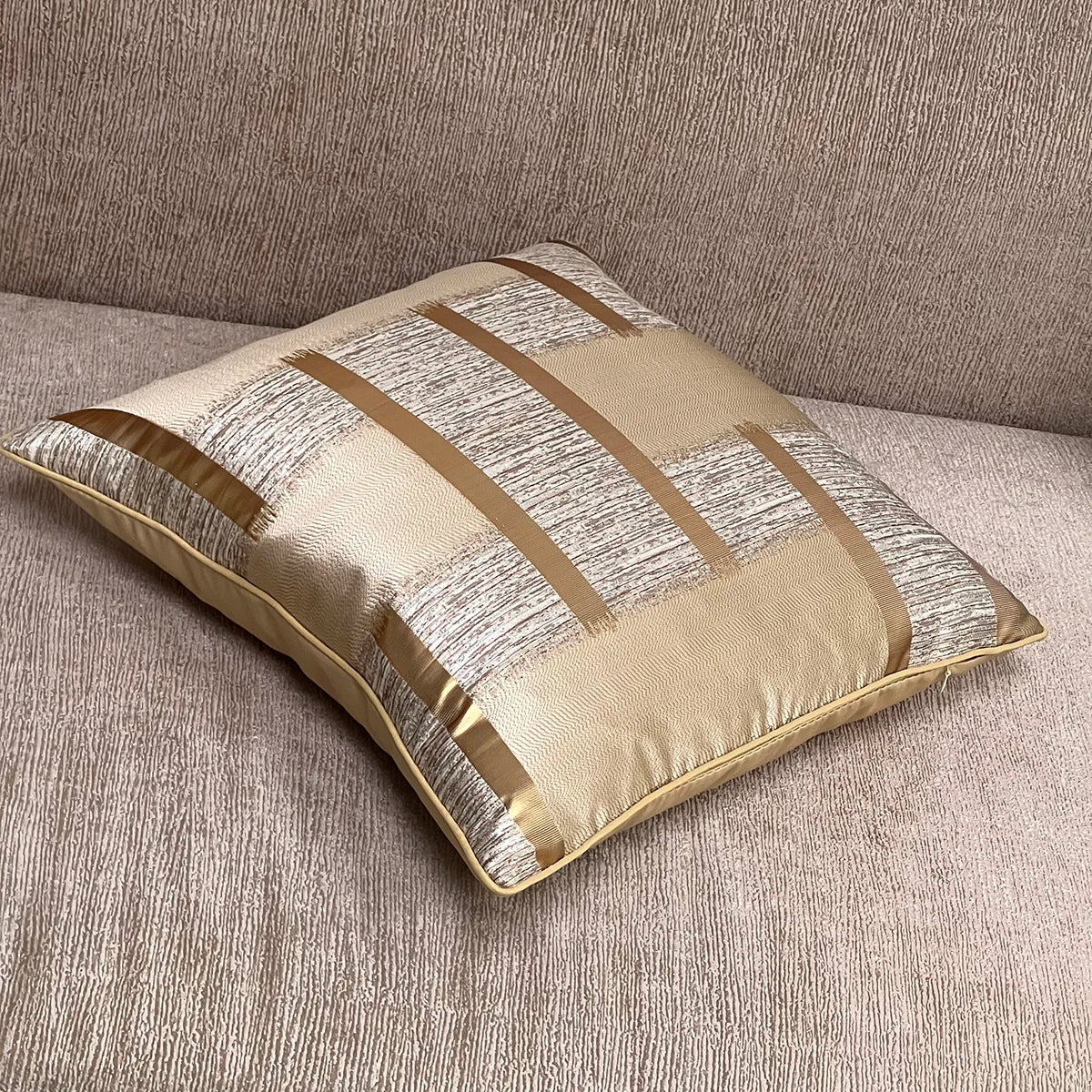 Gold Stripe Holiday Cushion Cover, Yellow