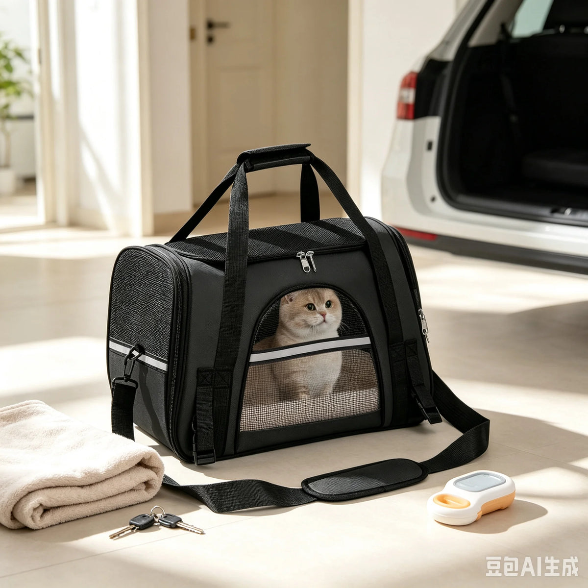 Airline-Approved Foldable Pet Carrier, Anti-Escape Zipper