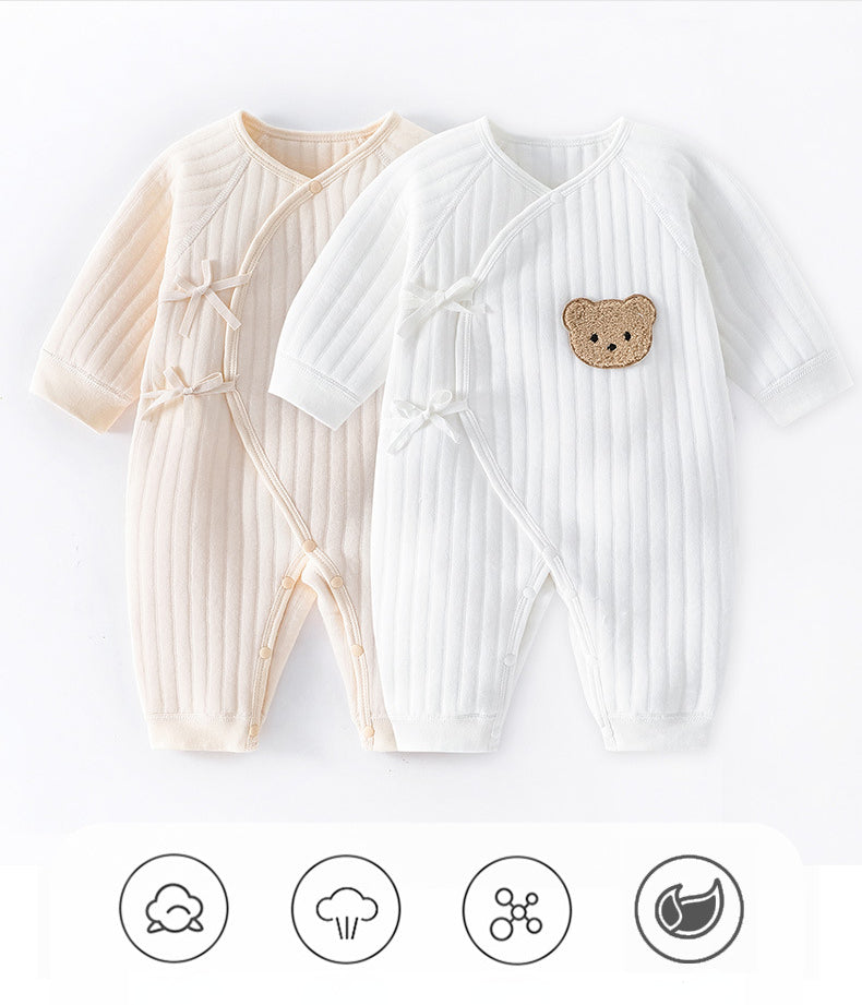 Somenie Infant Knitting Jumpsuit 100% Cotton Long Sleeve Romper One Piece Outfit for Boys & Girls Newborn Baby 4 Seasons Wear