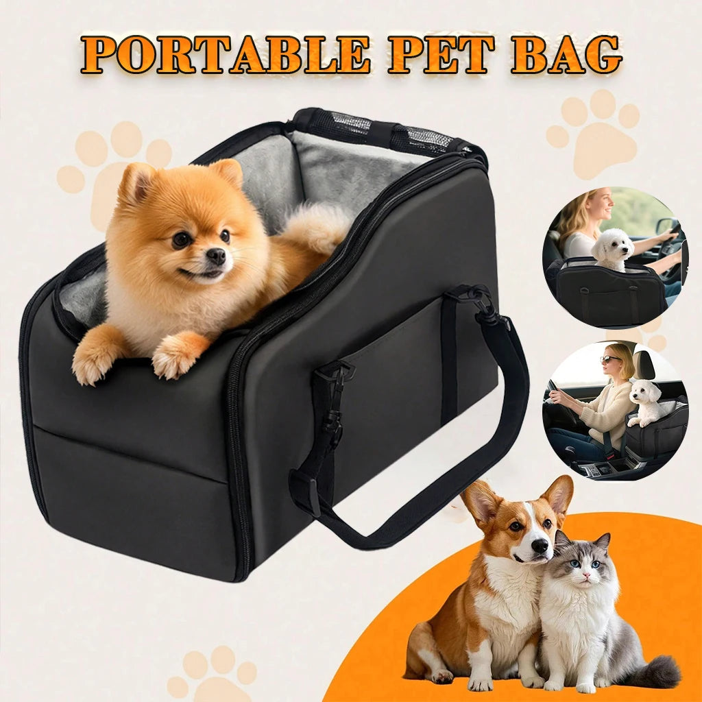 Portable Pet Car Seat with Safety Leash, Up to 12 lbs