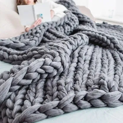 Comfortable Chunky Knit Blanket Fashion Knitted Blanket Winter Warm Sofa Bed Throw Blankets Hand-woven Home Gifts