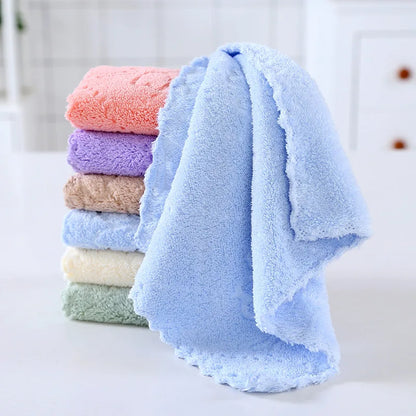 5-Piece Coral Fleece Face Towels — Cute Design, Quick-Drying