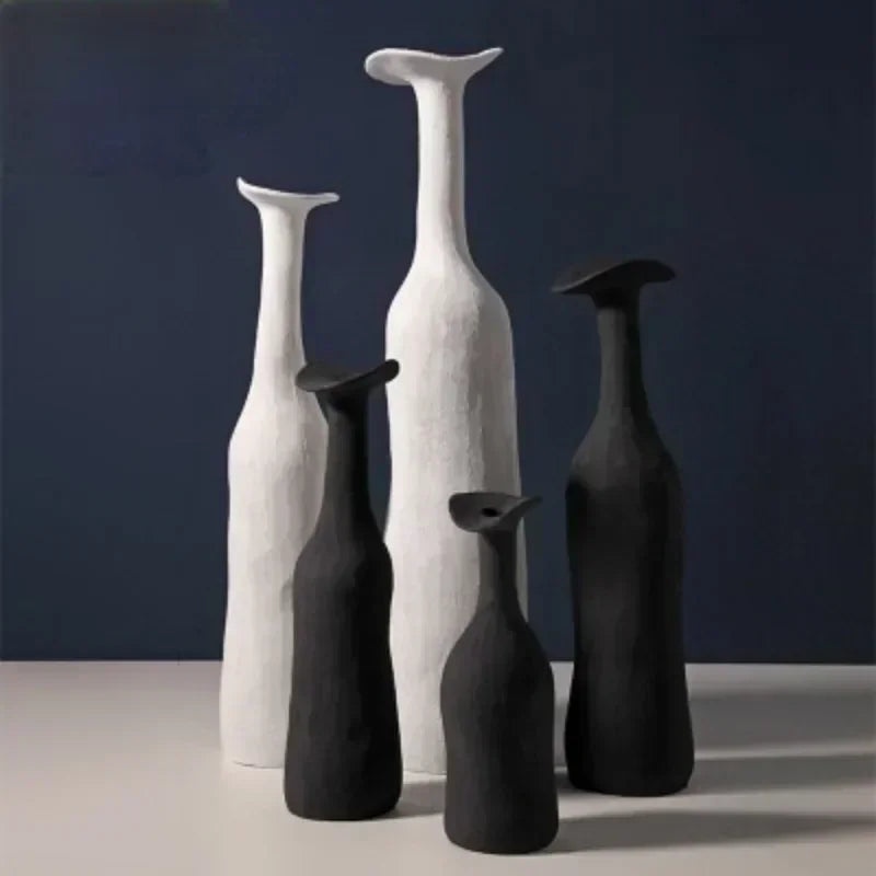 Vase Nordique en Céramique Fait à la Main Motif Texturé pour Vase de Fleurs de Luxe Moderne Décoration Élégante pour Salon Bureau