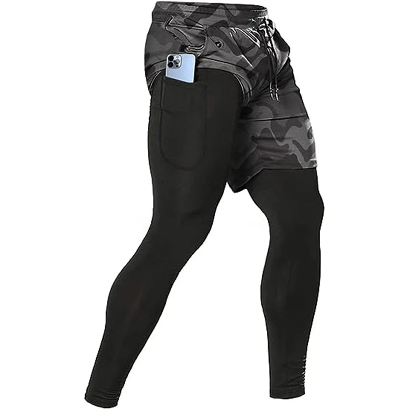 Men's Sport Pants 2 in1 Training Athletic Tracksuits Sportswear Workout Male Jogging Trousers Gym Fitness Running Pants Men