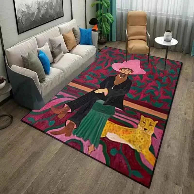 VIKAMA Art Retro Abstract Crystal Pile Carpet Living Room Bedroom Soft Comfortable Carpet Sofa Floor Mat Personalised Carpet