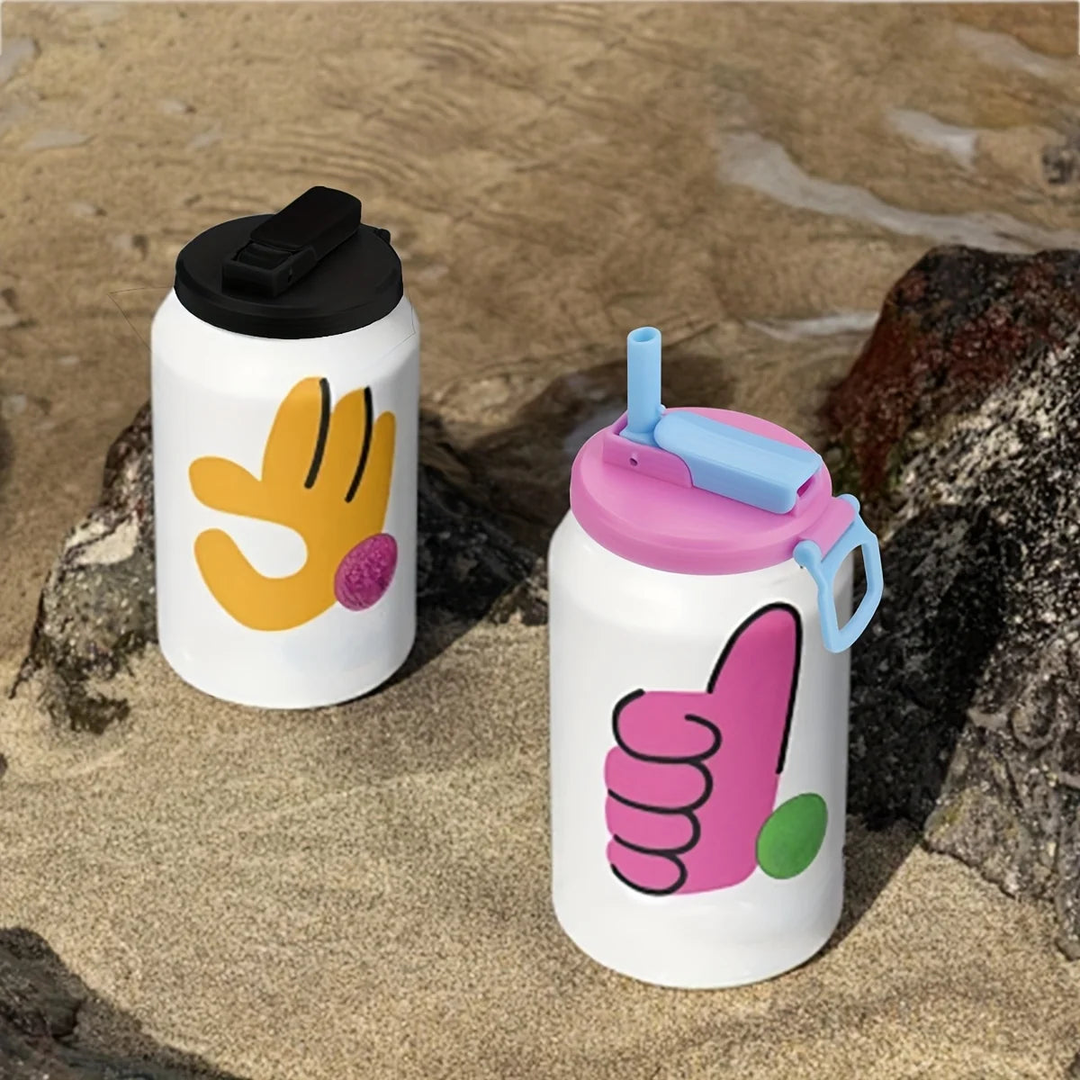 Creative Soda Can Seal Cover Contrasting Color Silicone Soda Lids with Straws Outdoor Picnics Portable Beverage Soda Tank Cover