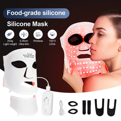 7-Color LED Silicone Face & Neck Mask – Wireless