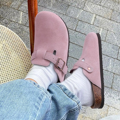 Men’s Suede Clogs — Soft Leather Cork Sandals with Arch Support