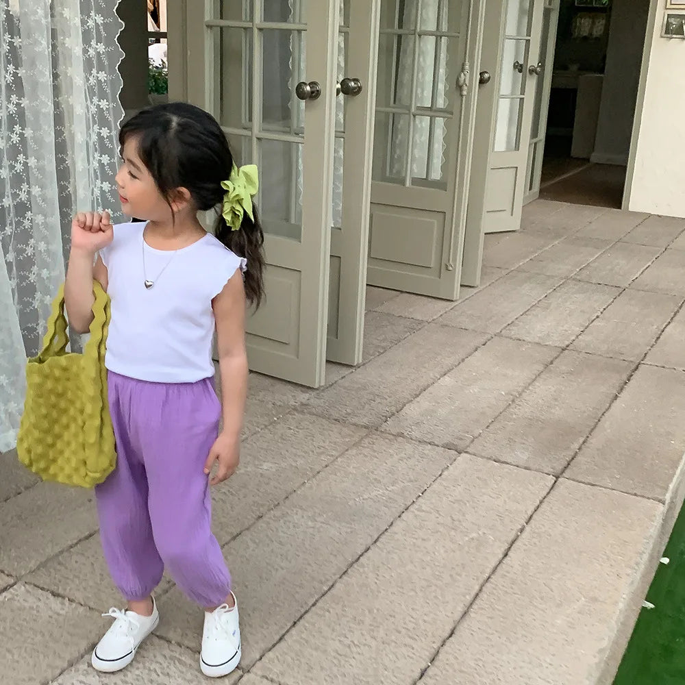 Spring Summer Mosquito Resistant Pants Toddler New Casual Loose Trousers Solid Color Pants Outer Wear Boys Girls Versatile Pants