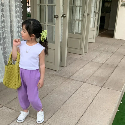 Spring Summer Mosquito Resistant Pants Toddler New Casual Loose Trousers Solid Color Pants Outer Wear Boys Girls Versatile Pants