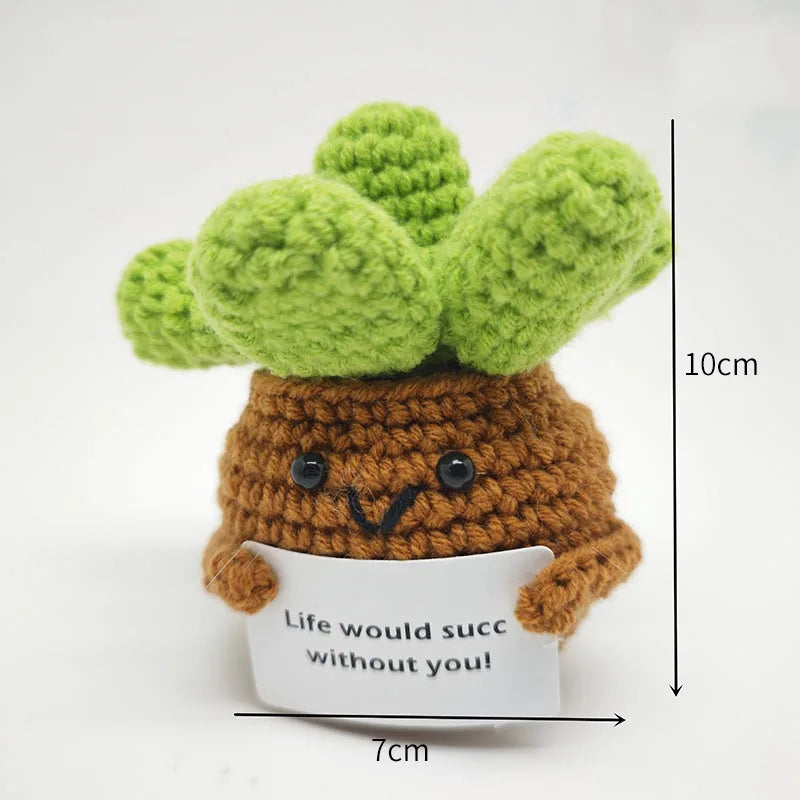 Crochet Flower Artificial Tulip Potted Finished Hand Woven Plants Knitted Sunflower Wedding Gift for Guests Home Decoration