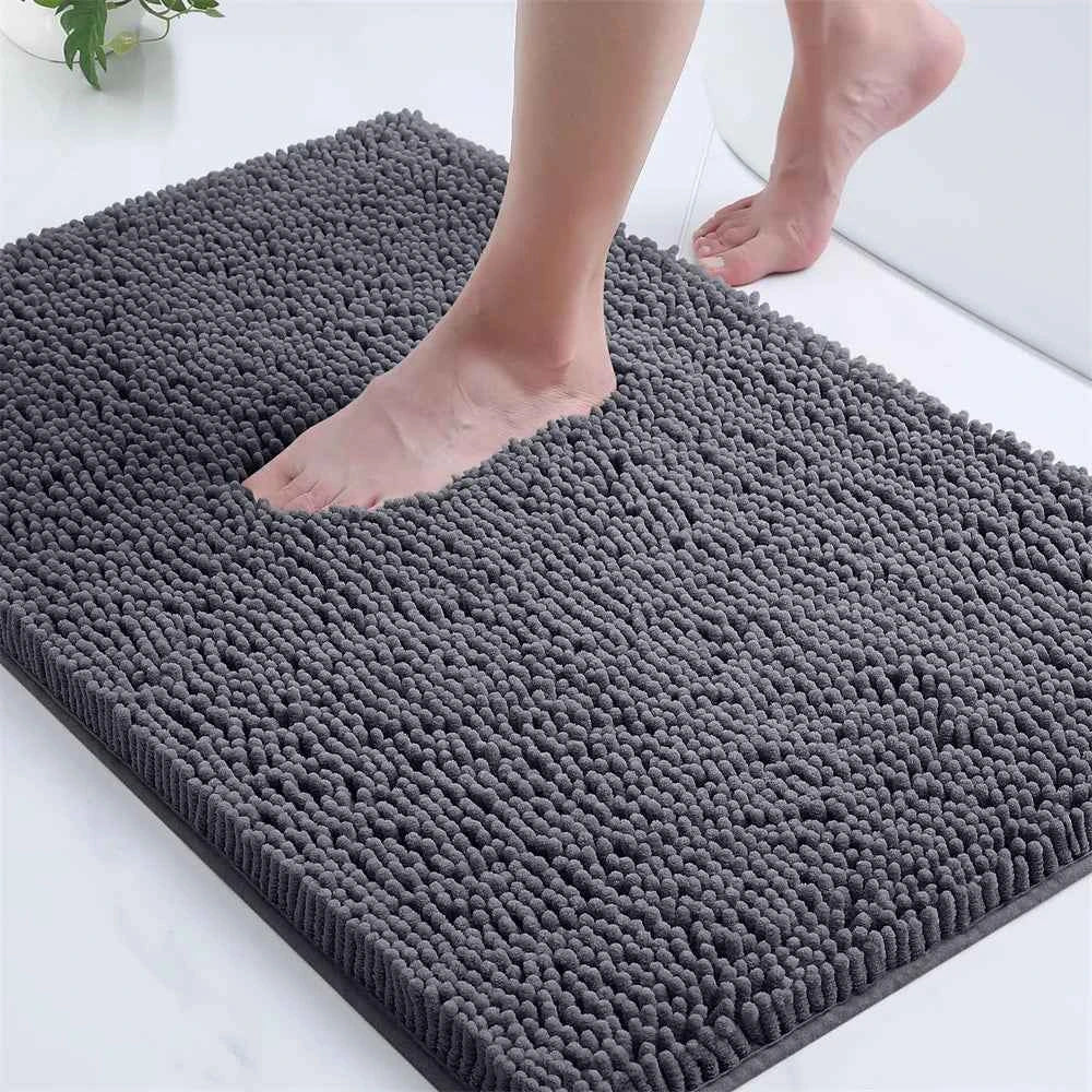 Olanly Chenille Bathroom Rug Extra Soft Shaggy Bath Mat Non-Slip Bathroom Floor Mat Water Absorbent Plush Microfiber Rugs Shower