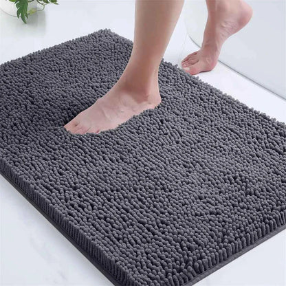 Olanly Chenille Bathroom Rug Non-Slip Bath Mat Soft Shower Bathroom Mat Floor Tub Fluffy Shag Bath Foot Rugs Microfiber Carpet