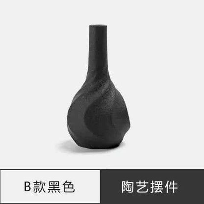 Japanese Zen Vintage Ceramic Vase Dried Flower Arrangement Flower Craft Ornament Table Top Irregular Threaded Vase Ornament Gift