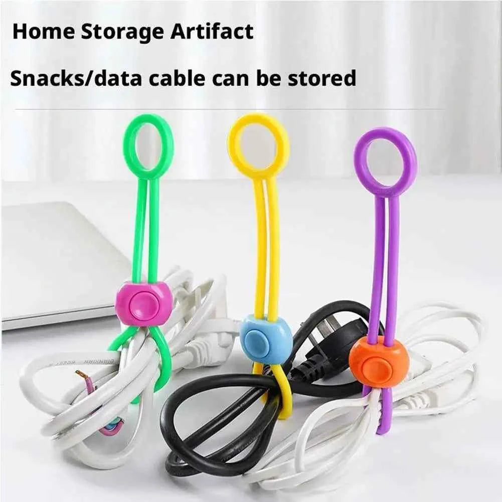 10/20/30/50pcs Silicone Food Bag Sealing Strap Freshness Sealing Clip Adjustable Clip Portable Data Cable Storage Kitchen Gadget